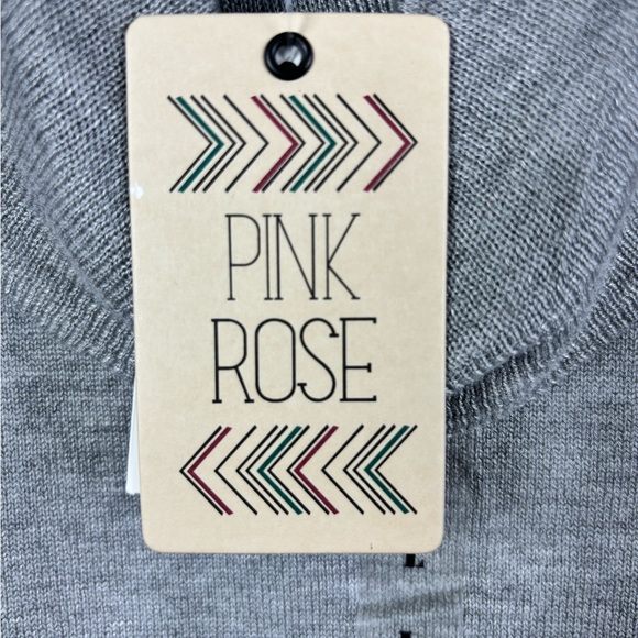 Pink Rose Cowl Neck 3/4 Sleeve Gray/Grey Sweater with Ruched Sides Large - Picture 7 of 9